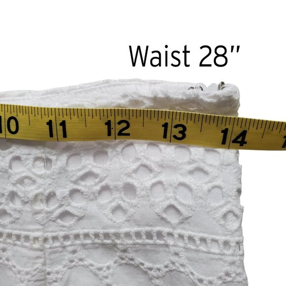 Gianni Bini White 100% Cotton Feminine Fishtail Eyelet Ruffle Hem Skirt M - Picture 9 of 13